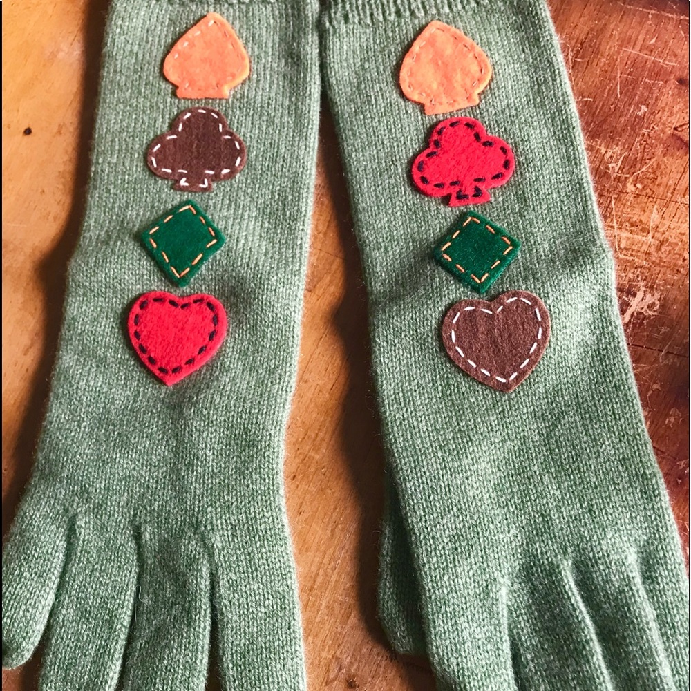 Shaneen Huxham Cashmere Gloves- Card Suits